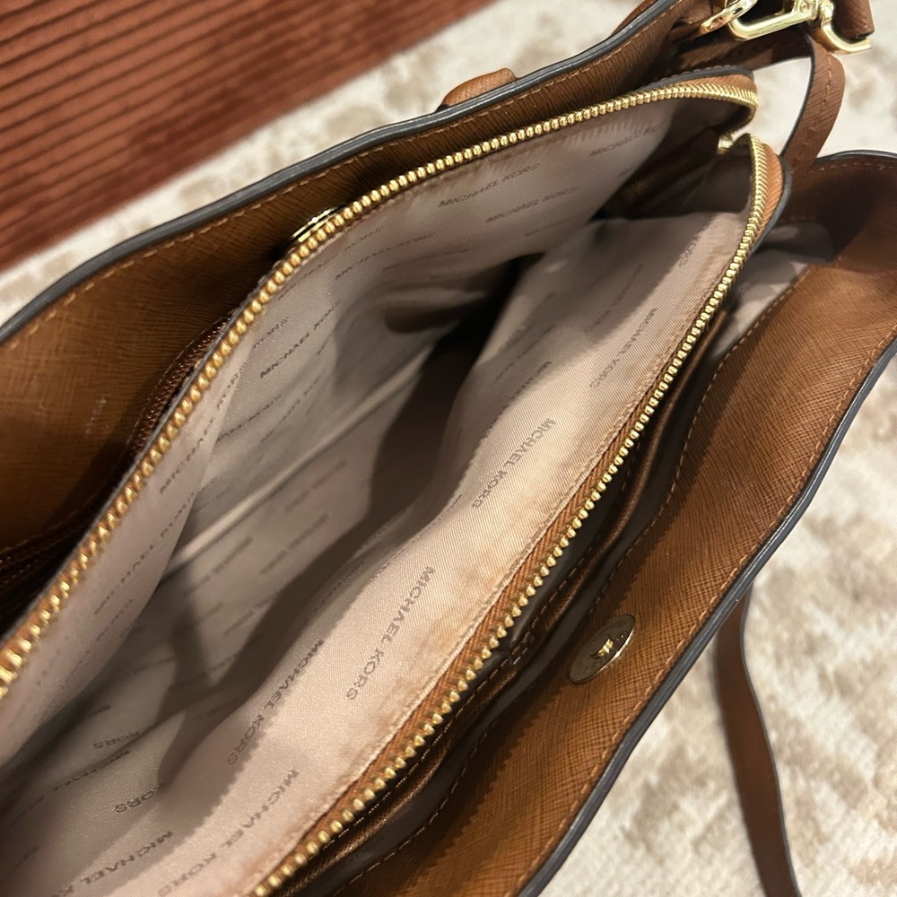Michael Kors Brown Leather Purse with Gold Accents - Picture 7 of 10